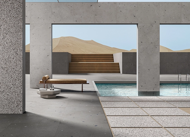 top-tendencias-terrazo-piscina-exterior top tendencias terrazo piscina - Top 10 Tendencias en Porcelanatos para 2025